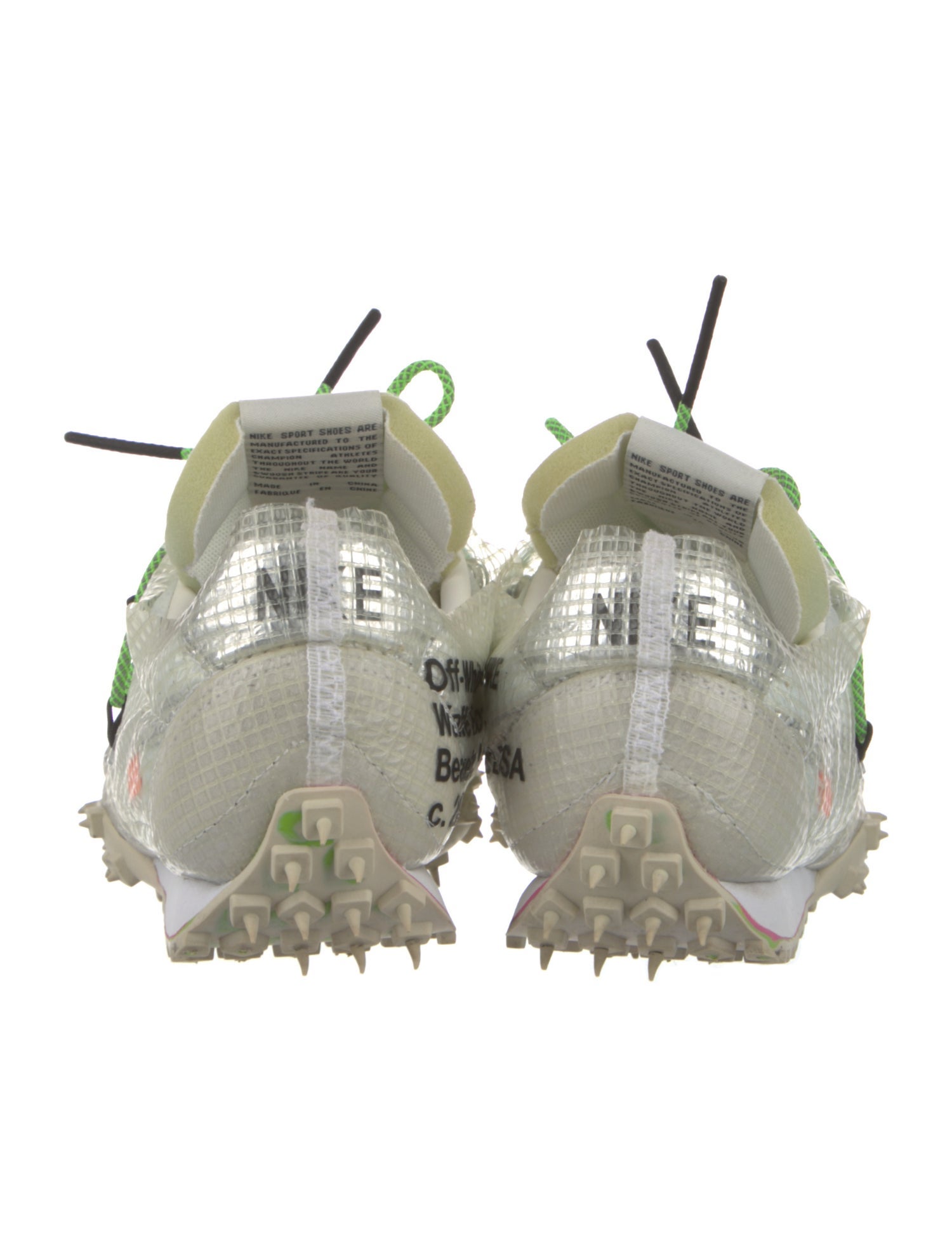 Off-White x Nike Waffle Racer 'Electric Green' Athletic Sneakers